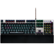 CANYON Nightfall GK-7, Wired Gaming Keyboard,Black 104 mechanical switches,60 million times key life, 22 types of lights,Removable magnetic wrist rest,4 Multifunctional control knobs,Trigger actuation 1.5mm,1.6m Braided cable,RU layout,dark grey, siz