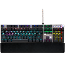 CANYON Nightfall GK-7, Wired Gaming Keyboard,Black 104 mechanical switches,60 million times key life, 22 types of lights,Removable magnetic wrist rest,4 Multifunctional control knob,Trigger actuation 1.5mm,1.6m Braided cable,US layout,dark grey, size