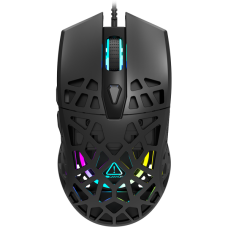 CANYON Puncher GM-20, High-end Gaming Mouse with 7 programmable buttons, Pixart 3360 optical sensor, 6 levels of DPI and up to 12000, 10 million times key life, 1.65m Ultraweave cable, Low friction with PTFE feet and colorful RGB lights, Black, size: