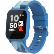 CANYON Teenager smart watch, 1.3 inches IPS full touch screen, blue plastic body, IP68 waterproof, BT5.0, multi-sport mode, built-in kids game, compatibility with iOS and android, 155mAh battery, Host: D42x W36x T9.9mm, Strap: 240x22mm, 33g