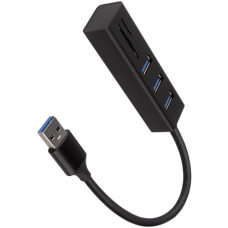 AXAGON HMA-CR3A 3x USB-A + SD/microSD, USB3.2 Gen 1 hub, metal, 20cm USB-A cable