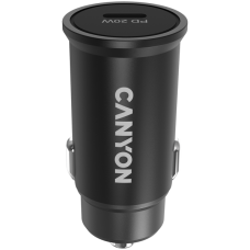 Canyon C-20, PD 20W Pocket size car charger, input: DC12V-24V, output: PD20W, support iPhone12 PD fast charging, Compliant with CE RoHs , Size: 50.6*23.4*23.4, 18g, Black
