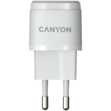 CANYON H-20-05, PD 20W Input: 100V-240V, Output: 1 port charge: USB-C:PD 20W (5V3A/9V2.22A/12V1.66A) , Eu plug, Over- Voltage ,  over-heated, over-current and short circuit protection Compliant with CE RoHs,ERP. Size: 68.5*29.2*29.4mm, 32.5g, White