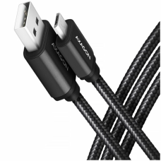 Axagon Data and charging USB 2.0 cable length 1 m. 2.4A. Black braided.