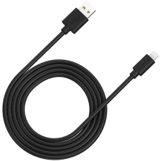 CANYON MFI-12, Lightning USB Cable for Apple (C48), round, PVC, 2M, OD:4.0mm, Power+signal wire: 21AWG*2C+28AWG*2C,  Data transfer speed:26MB/s, Black.  With shield , with CANYON logo and CANYON package.  Certification: ROHS, MFI.