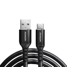 Axagon Data and charging USB 2.0 cable length 2 m. 3A. Black braided.