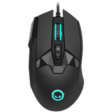 LORGAR Stricter 579, gaming mouse, 9 programmable buttons, Pixart PMW3336 sensor, DPI up to 12 000, 50 million clicks buttons lifespan, 2 switches, built-in display, 1.8m USB soft silicone cable, Matt UV coating with glossy parts and RGB lights with 4 LED