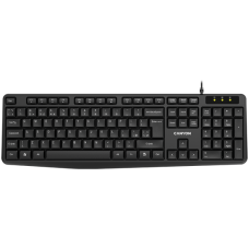 CANYON Wired Keyboard, 104 keys, USB2.0, Black, cable length 1.8m, 443*145*24mm, 0.37kg, Cyrillic