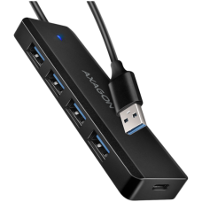 AXAGON HUE-C1A 4x USB3.2 Gen 1 Travel hub, USB-C power IN, w. 20cm Type-A cable