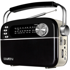 Speaker SVEN SRP-505, black (3W, Bluetooth, FM/AM/SW, USB, microSD, AUX, battery)