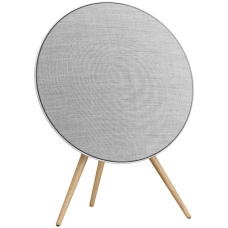 Beosound A9 5th Gen Speaker Natural Alu (Back Grey Mist/Cover Kvadrat Light Grey/Legs Oak)