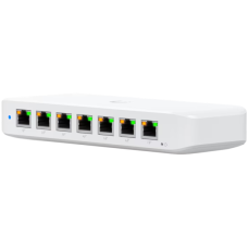 Ubiquiti USW-Ultra Layer 2, 8-port GbE PoE switch with versatile mounting options: 7x GbE PoE+ output ports, 1 xGbE PoE++ input port