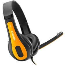 CANYON entry price PC headset, combined 3,5 plug, leather pads, Black-yellow