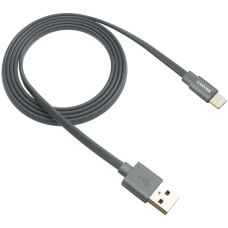 CANYON Charge & Sync MFI flat cable, USB to lightning, certified by Apple, 1m, 0.28mm, Dark gray