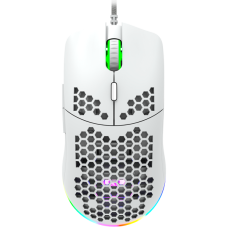 CANYON Puncher GM-11, Gaming Mouse with 7 programmable buttons, Pixart 3519 optical sensor, 4 levels of DPI and up to 4200, 5 million times key life, 1.65m Ultraweave cable, UPE feet and colorful RGB lights, White, size:128.5x67x37.5mm, 105g