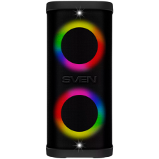 Portable speaker SVEN PS-950, black, power output 2x80W (RMS), TWS, Bluetooth, IPx4, FM, USB, microSD, LED-display, lithium battery