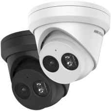 Hikvision 4MP IP Turret camera, H265+ 1/2.9" CMOS, 2688x1520 Effective Pixels, 25fps@1520P, Focal Length 2.8mm (103° view angle), 0.005Lux@(F1.6,AGC ON),0 Lux with IR on, Max IR Range 30m, micro SD 256GB, IP67, DC12V, PoE 7W, Outdoor