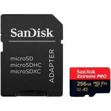 SANDISK Extreme PRO microSDXC 256GB + SD Adapter + 2 years RescuePRO Deluxe up to 200MB/s & 140MB/s Read/Write speeds A2 C10 V30 UHS-I U3