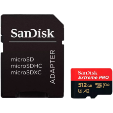 SanDisk Extreme PRO microSDXC 512GB + SD Adapter + 2 years RescuePRO Deluxe up to 200MB/s & 140MB/s Read/Write speeds A2 C10 V30 UHS-I U3, EAN: 619659188566