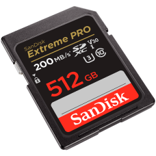 SanDisk Extreme PRO 512GB SDXC Memory Card + 2 years RescuePRO Deluxe up to 200MB/s & 140MB/s Read/Write speeds, UHS-I, Class 10, U3, V30, EAN: 619659188665