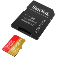 SANDISK Extreme microSDXC 128GB for Action Cams and Drones + SD Adapter + 1 year RescuePRO Deluxe up to 190MB/s & 90MB/s Read/Write speeds A2 C10 V30 UHS-I U3 SANDISK Extreme microSDXC 128GB for Action Cams and Drones + SD Adapter + 1 year RescuePRO Deluxe up to 190MB/s & 90MB/s Read/Write speeds A2 C10 V30 UHS-I U3