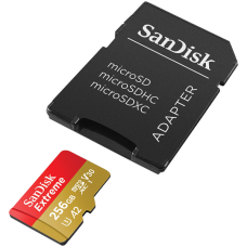 SanDisk Extreme microSDXC 256GB + SD Adapter + 1 year RescuePRO Deluxe up to 190MB/s & 130MB/s Read/Write speeds A2 C10 V30 UHS-I U3