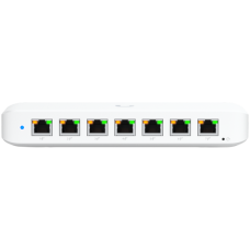 Ubiquiti USW-Ultra-210W-EU compact, Layer 2, 8-port GbE PoE switch with versatile mounting options, 7x GbE PoE+ output ports, GbE port with optional PoE++ input, 202W PoE availability with the included AC power adapter