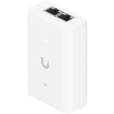 Ubiquiti U-POE+ adapter 30W, powers UniFi PoE+ devices, reduce dependency on PoE switch power, Contains RJ45 data input, AC cable with earth ground, and PoE+ output