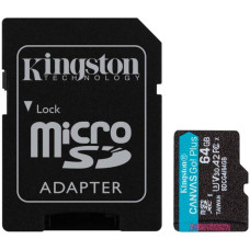 Kingston 64GB microSDXC Canvas Go Plus Gen4 200MB/s A2 U3 V30 Card + Adapter Kingston 64GB microSDXC Canvas Go Plus Gen4 200MB/s A2 U3 V30 Card + Adapter