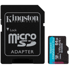 KINGSTON 64GB microSDXC Canvas Go Plus Gen4 200MB/s A2 U3 V30 Card + Adapter