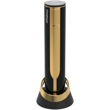 Prestigio Maggiore, smart wine opener, 100% automatic, opens up to 70 bottles without recharging, foil cutter included, premium design, 480mAh battery, Dimensions D 48*H228mm, black + gold color.