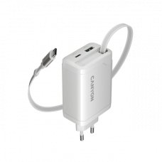 CANYON charger OnCharge 65RC Build-In Cable USB-C 65W 1xPD 1xQC EU White