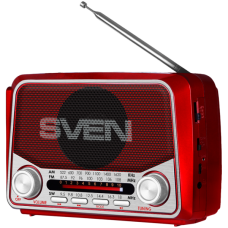 Speaker SVEN SRP-150, red (3W, Bluetooth, FM/AM/SW, USB, microSD, flashlight, battery) Speaker SVEN SRP-150, red (3W, Bluetooth, FM/AM/SW, USB, microSD, flashlight, battery)