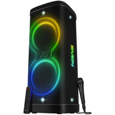 Speaker Party Box SVEN PS-1250, black (300W, TWS, IPx4, Bluetooth, FM, USB, microSD, LED-display, 13500mAh)