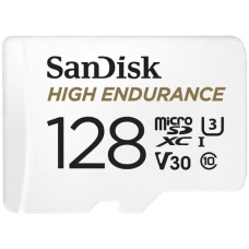 SANDISK High Endurance microSDXC 128GB + SD Adapter - for dash cams & home monitoring, up to 10,000 Hours, Full HD / 4K videos, up to 100/40 MB/s Read/Write speeds, C10, U3, V30