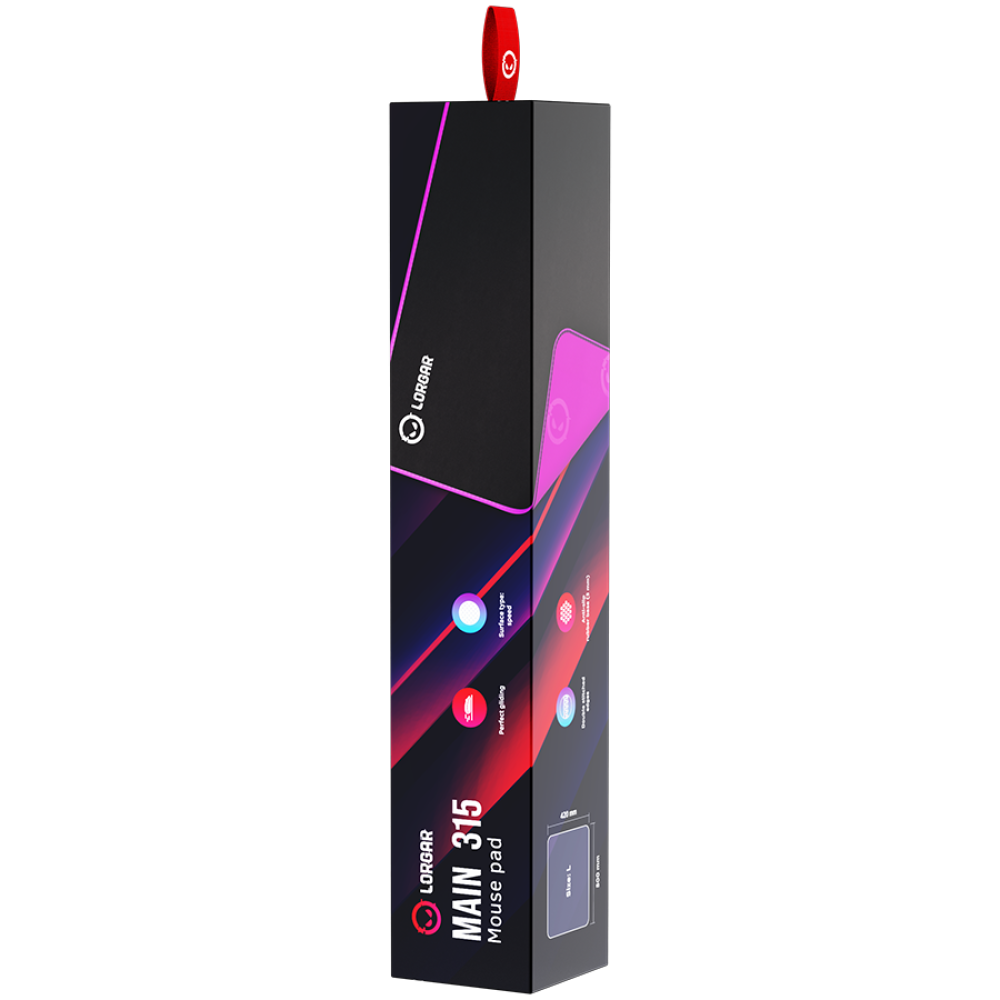 Lorgar Main 315, Gaming mouse pad, High-speed surface, Purple anti-slip rubber base, size: 500mm x 420mm x 3mm, weight 0.39kg LRG-GMP315