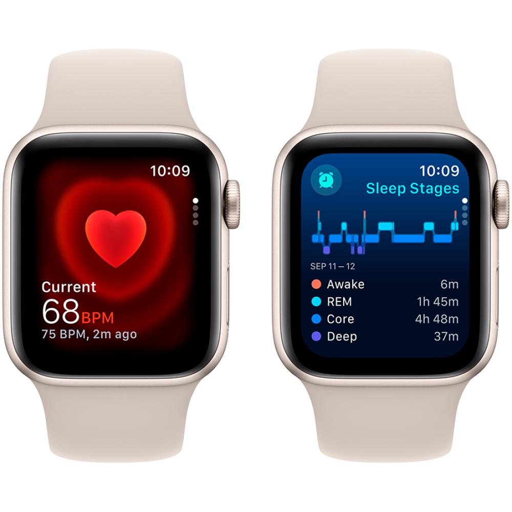 Apple Watch SE GPS 40mm Starlight Aluminium Case with Starlight Sport Band - M/L,Model A2722 MR9V3QI/A