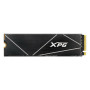 SSD, ADATA, XPG GAMMIX S70, 512GB, M.2, PCIe Gen4, 3D NAND, Write speed 2600 MBytes/sec, Read speed 7200 MBytes/sec, TBW 370 TB, MTBF 2000000 hours, AGAMMIXS70B-512G-CS