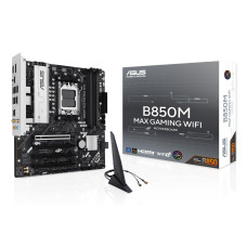 Mainboard, ASUS, AMD B850, SAM5, Micro-ATX, Memory DDR5, Memory slots 4, 3xPCI-Express 4.0 16x, 1xPCI-Express 5.0 16x, 3xM.2, 1xHDMI, 1xDisplayPort, 5xUSB 2.0, 2xUSB 3.2, 2xUSB-C, 1xRJ45, 3xAudio port, B850MMAXGAMINGWIFI