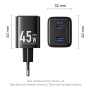 MOBILE CHARGER WALL 45W USB-C/2P BLACK FEFB0-EU VENTION