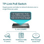 Switch, TP-LINK, Desktop/pedestal, 9x10Base-T / 100Base-TX / 1000Base-T, 1x10/100/1000BASE-T/SFP combo, PoE+ ports 8, 123 Watts, TL-SG1210MPE