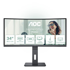 LCD Monitor, AOC, 34 , 3440 x 1440 pixels, UltraWide Quad HD, Native aspect ratio 21:9, LED, Curved, CU34P3CV