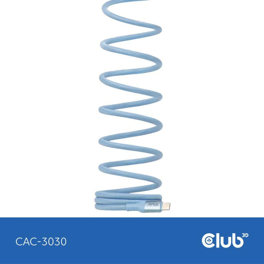 CABLE USB-C TO USB-C 2M/MAGNETIC BLUE CAC-3030 CLUB3D CABLE USB-C TO USB-C 2M/MAGNETIC BLUE CAC-3030 CLUB3D