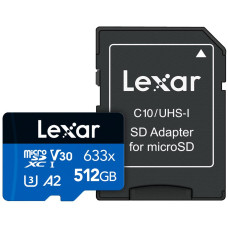MEMORY MICRO SDXC 512GB UHS-I/W/ADAPTER LSDMI512BB633A LEXAR