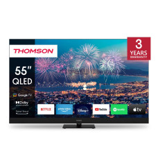 TV Set, THOMSON, 55, 4K/Smart, QLED, 3840x2160, Wireless LAN, Bluetooth, Google TV, Black, 55QG6C14
