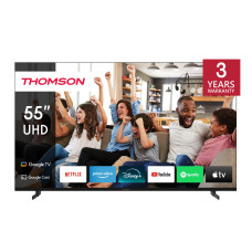 TV Set, THOMSON, 55, 4K/Smart, QLED, 3840x2160, Google TV, Black, 55UG4S14