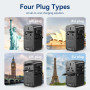 POWER ADAPTER TRAVEL 4PORT/BLACK FJGB0 VENTION
