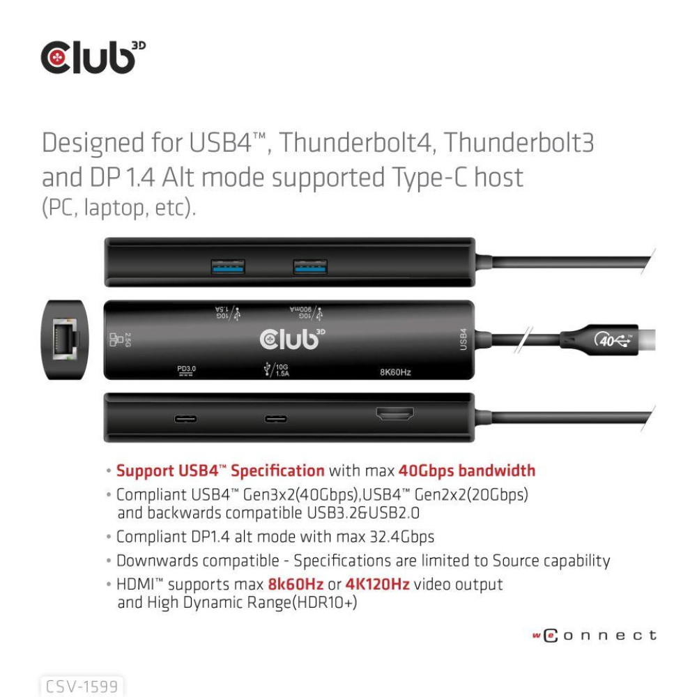 I/O HUB 6IN1 USB-C HDMI/100W CSV-1599 CLUB3D I/O HUB 6IN1 USB-C HDMI/100W CSV-1599 CLUB3D