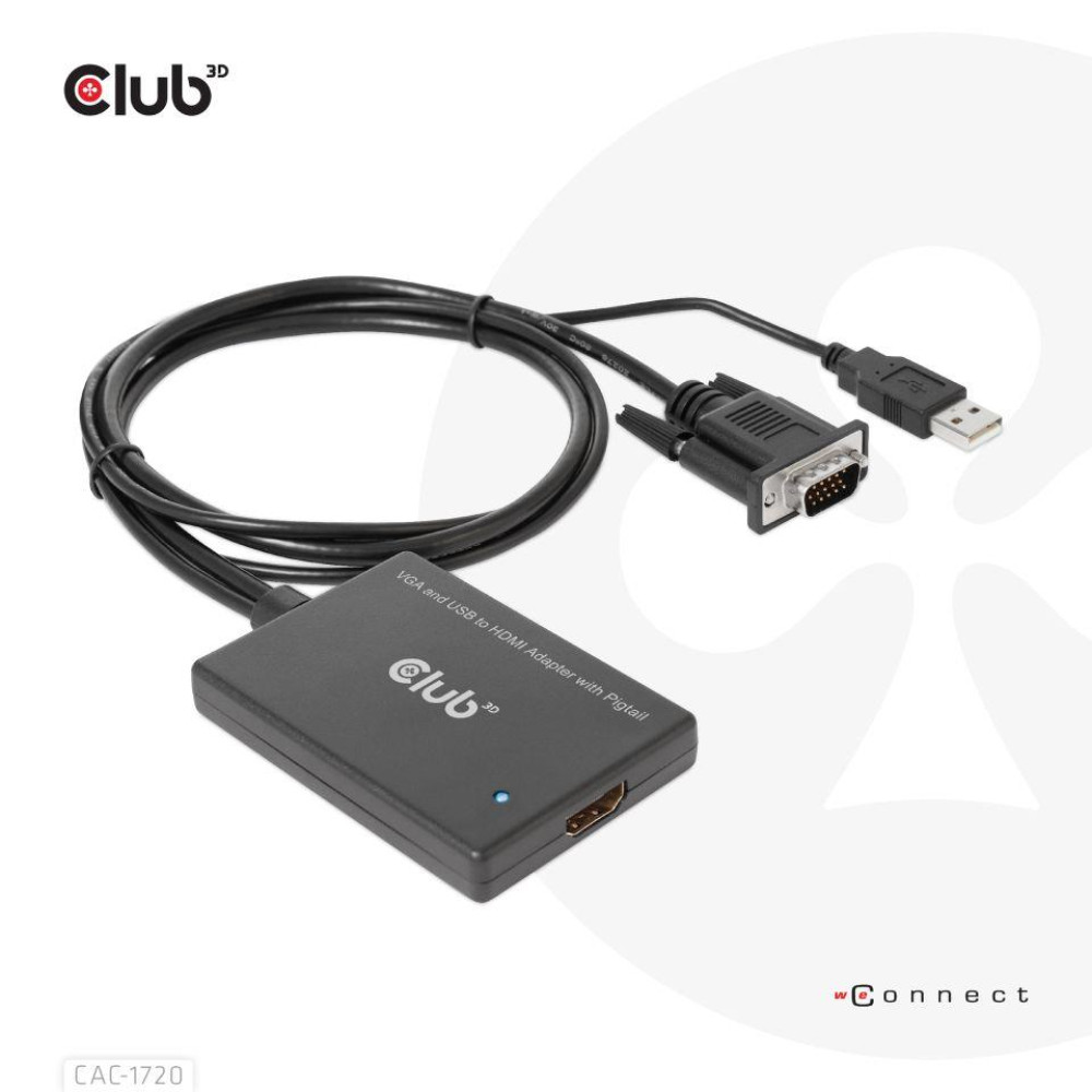 I/O ADAPTER VGA TO HDMI+USB/0.6M M/F CAC-1720 CLUB3D I/O ADAPTER VGA TO HDMI+USB/0.6M M/F CAC-1720 CLUB3D