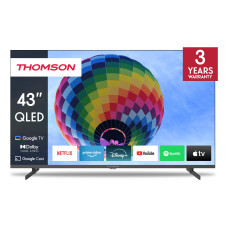 TV Set, THOMSON, 43, 4K/Smart, QLED, 3840x2160, Wireless LAN, Bluetooth, Google TV, Black, 43QG4S14